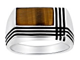 Pre-Owned Brown Tigers Eye Sterling Silver Men's Ring