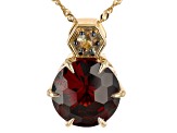 Pre-Owned Red Vermelho Garnet(TM) 10k Yellow Gold Pendant With Chain 3.69ctw