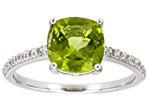 Pre-Owned Green Peridot Rhodium Over Sterling Silver Ring 2.35ctw