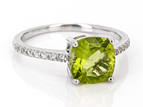 Pre-Owned Green Peridot Rhodium Over Sterling Silver Ring 2.35ctw