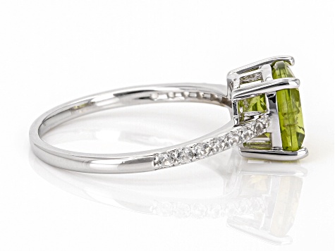 Pre-Owned Green Peridot Rhodium Over Sterling Silver Ring 2.35ctw