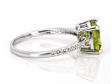 Pre-Owned Green Peridot Rhodium Over Sterling Silver Ring 2.35ctw