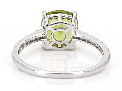 Pre-Owned Green Peridot Rhodium Over Sterling Silver Ring 2.35ctw