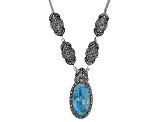 Pre-Owned Blue Turquoise Sterling Silver Necklace