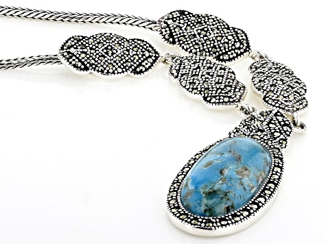 Pre-Owned Blue Turquoise Sterling Silver Necklace