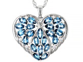 Pre-Owned London Blue Topaz Rhodium Over Sterling Silver Pendant With Chain 4.86ctw