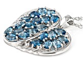 Pre-Owned London Blue Topaz Rhodium Over Sterling Silver Pendant With Chain 4.86ctw