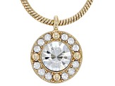 Pre-Owned White Crystal Gold Tone Solitaire Necklace