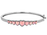 Pre-Owned Pink Lab Created Opal Rhodium Over Sterling Silver Bracelet