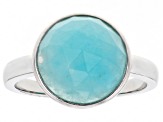 Pre-Owned Blue Amazonite Rhodium Over Sterling Silver Ring