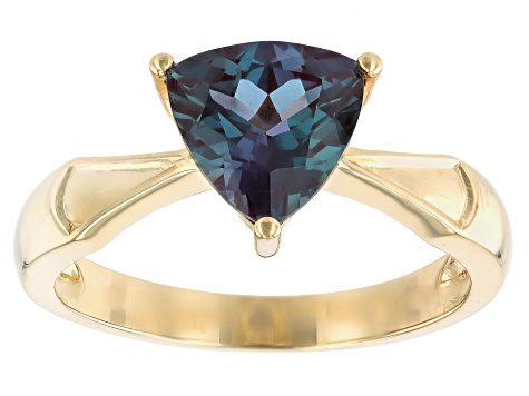 Pre-Owned Blue Lab Created Alexandrite 10k Yellow Gold Unisex Ring 2.36ctw