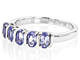 Pre-Owned Blue Tanzanite Rhodium Over Sterling Silver Band Ring 0.94ctw