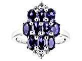 Pre-Owned Purple Iolite Rhodium Over Sterling Silver Ring 2.08ctw