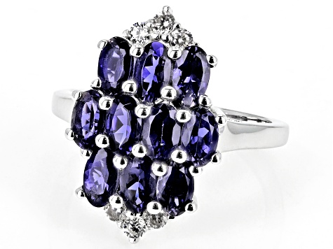 Pre-Owned Purple Iolite Rhodium Over Sterling Silver Ring 2.08ctw