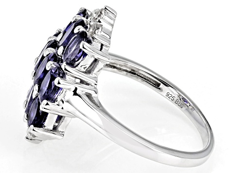 Pre-Owned Purple Iolite Rhodium Over Sterling Silver Ring 2.08ctw