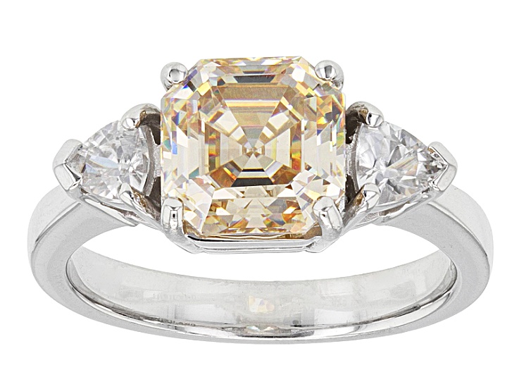 Pre-Owned White Strontium Titanite And White Zircon Sterling Silver Ring 3.76ctw