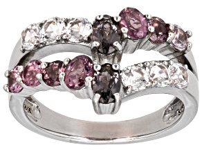 Pre-Owned Multicolor Spinel Rhodium Over Sterling Silver Ring 2.12ctw