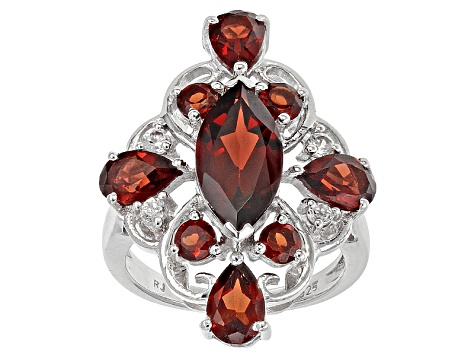 Pre-Owned Red Garnet Sterling Silver Ring 4.01ctw