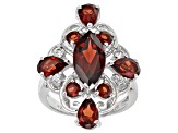 Pre-Owned Red Garnet Sterling Silver Ring 4.01ctw