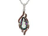 Pre-Owned Multi-Color Quartz Rhodium Over Silver Pendant With Chain 3.66ctw