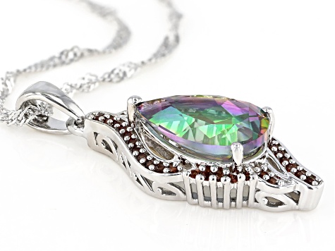 Pre-Owned Multi-Color Quartz Rhodium Over Silver Pendant With Chain 3.66ctw