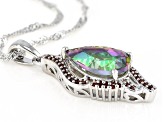 Pre-Owned Multi-Color Quartz Rhodium Over Silver Pendant With Chain 3.66ctw