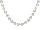 Pre-Owned White Cultured Japanese Akoya Pearl Rhodium Over Sterling Silver 18 Inch Necklace