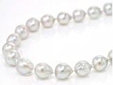 Pre-Owned White Cultured Japanese Akoya Pearl Rhodium Over Sterling Silver 18 Inch Necklace