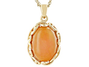 Pre-Owned Honey Color Jadeite 18k Yellow Gold Over Sterling Silver Pendant with Chain