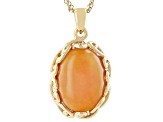 Pre-Owned Honey Color Jadeite 18k Yellow Gold Over Sterling Silver Pendant with Chain