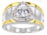 Pre-Owned White Lab Created Sapphire Rhodium & 18k Yellow Gold Over Silver Two-Tone Men's Ring 1.83c