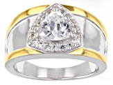 Pre-Owned White Lab Created Sapphire Rhodium & 18k Yellow Gold Over Silver Two-Tone Men's Ring 1.83c