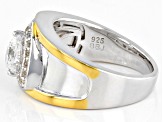 Pre-Owned White Lab Created Sapphire Rhodium & 18k Yellow Gold Over Silver Two-Tone Men's Ring 1.83c