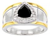 Pre-Owned Black Spinel Rhodium & 18k Yellow Gold Over Sterling Silver Two-Tone Men's Ring 1.79ctw