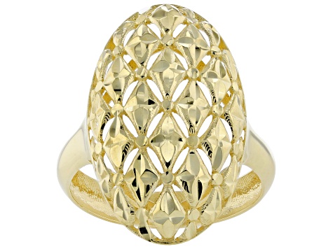 Pre-Owned 10k Yellow Gold Oval Patterned Ring