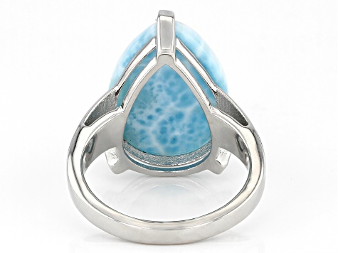 Pre-Owned Blue Larimar Rhodium Over Sterling Silver Solitaire Ring