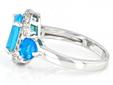 Pre-Owned Paraiba Blue Color Ethiopian Opal Rhodium Over Sterling Silver Ring 1.60ctw