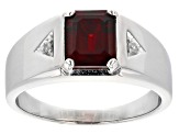 Pre-Owned Red Garnet Platinum Over Sterling Silver Men's Ring 2.33ctw