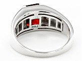 Pre-Owned Red Garnet Platinum Over Sterling Silver Men's Ring 2.33ctw