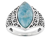 Pre-Owned Blue Larimar Sterling Silver Solitaire Ring