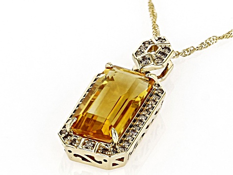 Pre-Owned Golden Citrine 10k Yellow Gold Pendant With Chain 4.18ctw