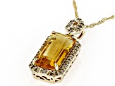 Pre-Owned Golden Citrine 10k Yellow Gold Pendant With Chain 4.18ctw