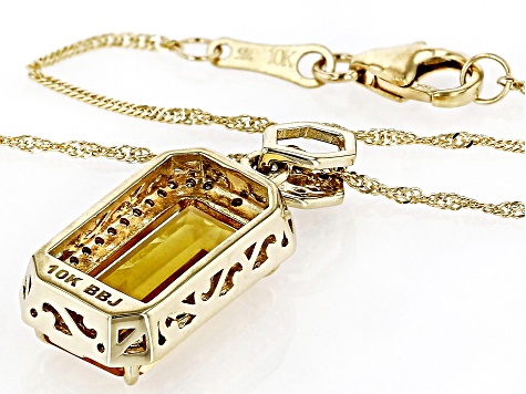 Pre-Owned Golden Citrine 10k Yellow Gold Pendant With Chain 4.18ctw