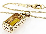 Pre-Owned Golden Citrine 10k Yellow Gold Pendant With Chain 4.18ctw