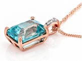 Pre-Owned Blue Zircon 10k Rose Gold Pendant With Chain 3.01ctw