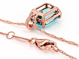 Pre-Owned Blue Zircon 10k Rose Gold Pendant With Chain 3.01ctw