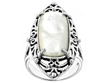 Pre-Owned White Mother-Of-Pearl Sterling Silver Solitaire Ring