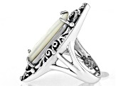 Pre-Owned White Mother-Of-Pearl Sterling Silver Solitaire Ring