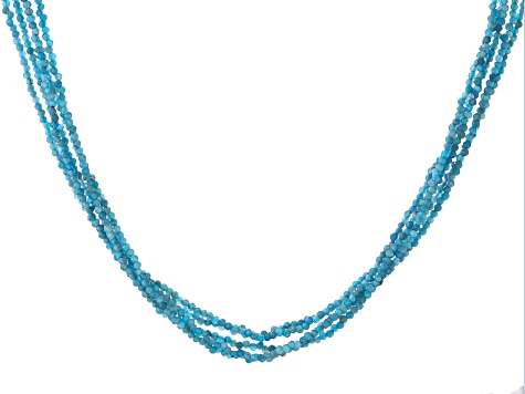 Pre-Owned Blue Apatite Rhodium Over Sterling Silver Beaded 5-Strand Necklace
