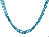 Pre-Owned Blue Apatite Rhodium Over Sterling Silver Beaded 5-Strand Necklace